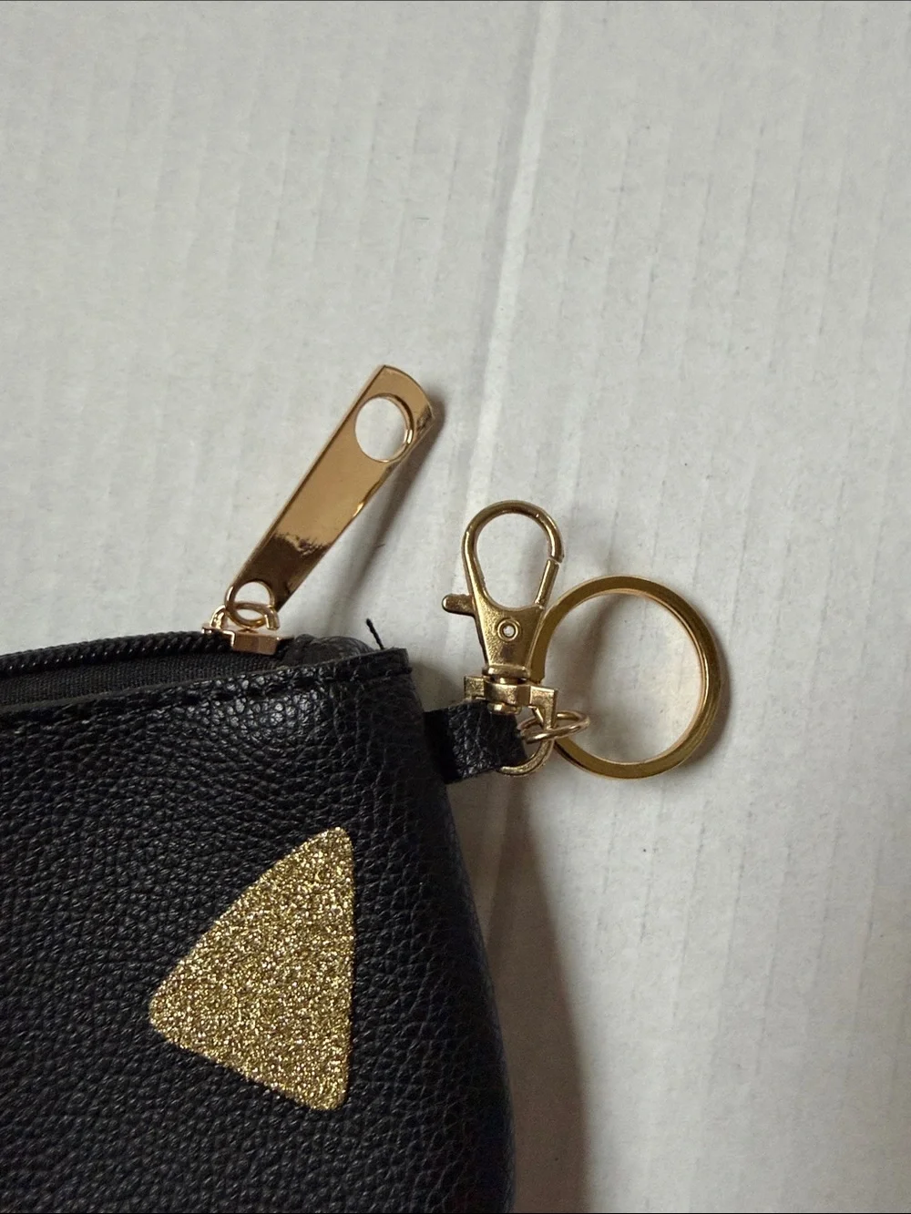 Kids Black Coin Purse with Gold Glitter Ears and Pink Cheeks